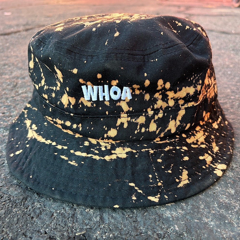 Whoa Black Acid-Wash Buckethat